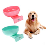 Maxbell Pet Dog Cat Bowl Hang Stationary Cage Bowl Plastic Detachable Dog Bowl Pink