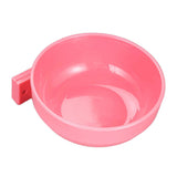 Maxbell Pet Dog Cat Bowl Hang Stationary Cage Bowl Plastic Detachable Dog Bowl Pink