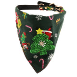 Maxbell Christmas Pet Dog Detachable Triangle Collar Saliva Towel Green Tree L