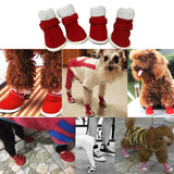 Maxbell 4Pcs Dog Shoes Xmas Booties Paw Protector Shoes Holiday Pet Custome  Red S