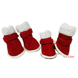 Maxbell 4Pcs Dog Shoes Xmas Booties Paw Protector Shoes Holiday Pet Custome  Red S