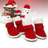 Maxbell 4Pcs Dog Shoes Xmas Booties Paw Protector Shoes Holiday Pet Custome  Red S