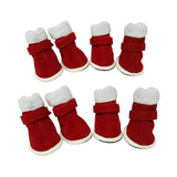 Maxbell 4Pcs Dog Shoes Xmas Booties Paw Protector Shoes Holiday Pet Custome  Red S