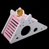 Maxbell Pet Small Animal Hideout Hamster House Wooden Hut Play Toys Chews Pink