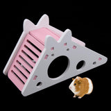 Maxbell Pet Small Animal Hideout Hamster House Wooden Hut Play Toys Chews Pink