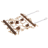 Maxbell Rope Wood Net Swing Ladder Toy for Pet Parrot Bird Chew Play Climbing Small