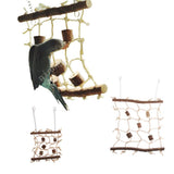 Maxbell Rope Wood Net Swing Ladder Toy for Pet Parrot Bird Chew Play Climbing Small