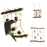 Maxbell Rope Wood Net Swing Ladder Toy for Pet Parrot Bird Chew Play Climbing Small
