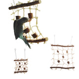 Maxbell Rope Wood Net Swing Ladder Toy for Pet Parrot Bird Chew Play Climbing Small