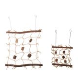Maxbell Rope Wood Net Swing Ladder Toy for Pet Parrot Bird Chew Play Climbing Small