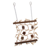 Maxbell Rope Wood Net Swing Ladder Toy for Pet Parrot Bird Chew Play Climbing Small