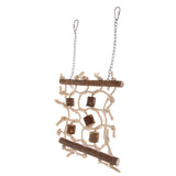 Maxbell Rope Wood Net Swing Ladder Toy for Pet Parrot Bird Chew Play Climbing Small