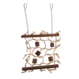 Maxbell Rope Wood Net Swing Ladder Toy for Pet Parrot Bird Chew Play Climbing Small