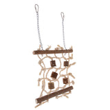 Maxbell Rope Wood Net Swing Ladder Toy for Pet Parrot Bird Chew Play Climbing Small
