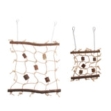 Maxbell Rope Wood Net Swing Ladder Toy for Pet Parrot Bird Chew Play Climbing Small