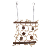 Maxbell Rope Wood Net Swing Ladder Toy for Pet Parrot Bird Chew Play Climbing Small