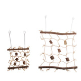 Maxbell Rope Wood Net Swing Ladder Toy for Pet Parrot Bird Chew Play Climbing Small