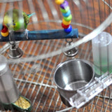 Maxbell Bird Parrot Stainless Steel Feeding Cups with Acrylic Cup Holder 7CM