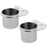 Maxbell Bird Parrot Stainless Steel Feeding Cups with Acrylic Cup Holder 7CM