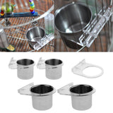 Maxbell Bird Parrot Stainless Steel Feeding Cups with Acrylic Cup Holder 7CM