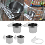 Maxbell Bird Parrot Stainless Steel Feeding Cups with Acrylic Cup Holder 7CM