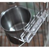 Maxbell Bird Parrot Stainless Steel Feeding Cups with Acrylic Cup Holder 10.5x8.5CM