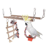 Maxbell Bird Chew Toy Parrot Climbing Ladder Swinging Wooden Bridge Hanging Toy