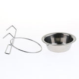 Maxbell Bird Parrot Stainless Steel Hanging Cup Food Feeding Bowl Cage Accessories