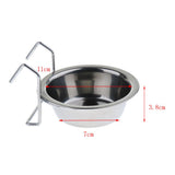 Maxbell Bird Parrot Stainless Steel Hanging Cup Food Feeding Bowl Cage Accessories