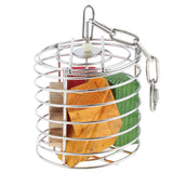 Max Parrot Bird Stainless Steel Cage Feeder Hang Foraging Toy Pet Treat Round