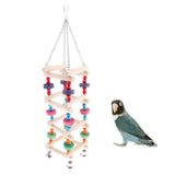 Max Bird Parrot Wooden Stand Perches Toy Hanging Swing Ladder Climb Chewing Toy
