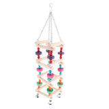 Max Bird Parrot Wooden Stand Perches Toy Hanging Swing Ladder Climb Chewing Toy