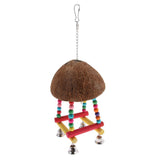 Maxbell Parrot Coconut Shell Swing Perch Stand with Bell Bird Bite Climb Toy