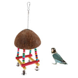 Maxbell Parrot Coconut Shell Swing Perch Stand with Bell Bird Bite Climb Toy