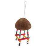 Maxbell Parrot Coconut Shell Swing Perch Stand with Bell Bird Bite Climb Toy