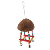 Maxbell Parrot Coconut Shell Swing Perch Stand with Bell Bird Bite Climb Toy