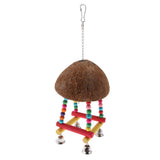 Maxbell Parrot Coconut Shell Swing Perch Stand with Bell Bird Bite Climb Toy