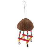 Maxbell Parrot Coconut Shell Swing Perch Stand with Bell Bird Bite Climb Toy