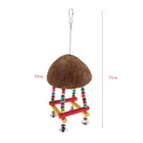 Maxbell Parrot Coconut Shell Swing Perch Stand with Bell Bird Bite Climb Toy