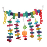 Maxbell Parrot Cage Toy Bird Ladder Colorful Wooden Chain Flexible Bridge Chew Toy