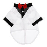 Maxbell Pet Small Dog Clothes, Puppy Stylish Suit Bow Tie Costume, Wedding Shirt White S