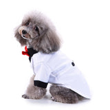 Maxbell Pet Small Dog Clothes, Puppy Stylish Suit Bow Tie Costume, Wedding Shirt White S