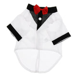 Maxbell Pet Small Dog Clothes, Puppy Stylish Suit Bow Tie Costume, Wedding Shirt White S