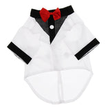 Maxbell Pet Small Dog Clothes, Puppy Stylish Suit Bow Tie Costume, Wedding Shirt White S