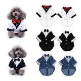 Maxbell Pet Small Dog Clothes, Puppy Stylish Suit Bow Tie Costume, Wedding Shirt White S