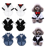 Maxbell Pet Small Dog Clothes, Puppy Stylish Suit Bow Tie Costume, Wedding Shirt White S