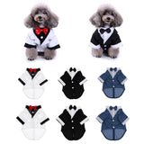 Maxbell Pet Small Dog Clothes, Puppy Stylish Suit Bow Tie Costume, Wedding Shirt White S