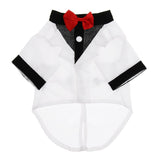 Maxbell Pet Small Dog Clothes, Puppy Stylish Suit Bow Tie Costume, Wedding Shirt White S