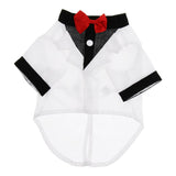 Maxbell Pet Small Dog Clothes, Puppy Stylish Suit Bow Tie Costume, Wedding Shirt White S