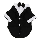 Maxbell Pet Small Dog Clothes, Puppy Stylish Suit Bow Tie Costume, Wedding Shirt Black S